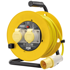 Draper 110V Twin Extension Cable Reel, 25m