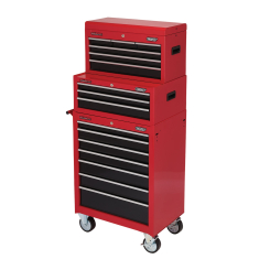 Draper Combination Roller Cabinet and Tool Chest, 16 Drawer, Red