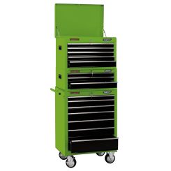 Draper Expert Combination Roller Cabinet and Tool Chest, 15 Drawer, 26", Green