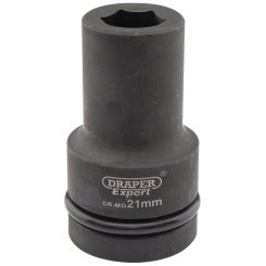 Draper Expert Expert HI-TORQ 6 Point Deep Impact Socket, 1" Sq. Dr., 21mm