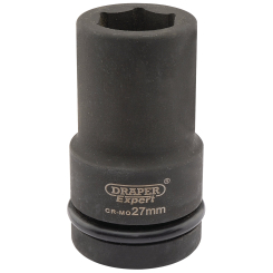 Draper Expert Expert HI-TORQ 6 Point Deep Impact Socket, 1" Sq. Dr., 27mm