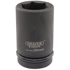 Draper Expert Expert HI-TORQ 6 Point Deep Impact Socket, 1" Sq. Dr., 36mm