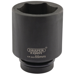 Draper Expert Expert HI-TORQ 6 Point Deep Impact Socket, 1" Sq. Dr., 55mm