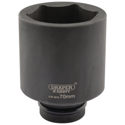 Draper Expert Expert HI-TORQ 6 Point Deep Impact Socket, 1" Sq. Dr., 70mm