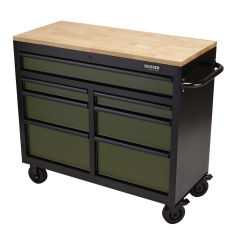 BUNKER Workbench Roller Tool Cabinet, 7 Drawer, 41", Green