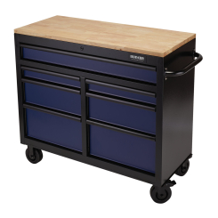 BUNKER Workbench Roller Tool Cabinet, 7 Drawer, 41", Blue