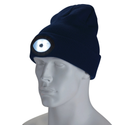 Draper Beanie Hat with Rechargeable Torch, One Size, 1W, 100 Lumens, Navy Blue


