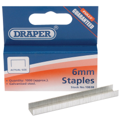 Draper Steel Staples, 6 x 10mm (Pack of 1000)