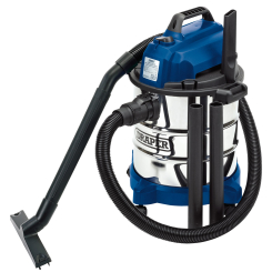 Draper 230V Wet and Dry Vacuum Cleaner with Stainless Steel Tank, 20L, 1250W