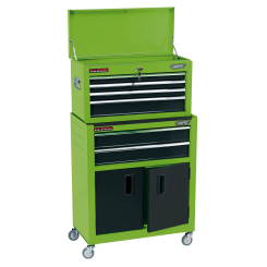 Draper Combined Roller Cabinet and Tool Chest, 6 Drawer, 24", Green