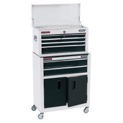 Draper Combined Roller Cabinet and Tool Chest, 6 Drawer, 24", White