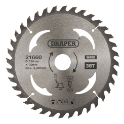 Draper TCT Circular Saw Blade for Wood, 210 x 30mm, 36T 