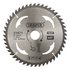 Draper TCT Circular Saw Blade for Wood, 210 x 30mm, 48T 