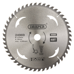 Draper TCT Circular Saw Blade for Wood, 315 x 30mm, 48T 