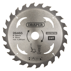 Draper TCT Construction Circular Saw Blade, 250 x 30mm, 24T