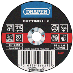 Draper Flat Metal Cutting Discs, 75 x 1.6 x 10mm