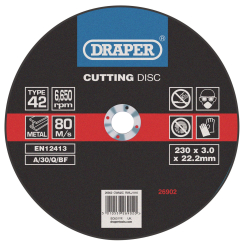 Draper Depressed Centre Metal Cutting Discs, 230 x 3.0 x 22.2mm