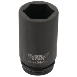 Draper Expert HI-TORQ 6 Point Deep Impact Socket, 3/4" Sq. Dr., 34mm