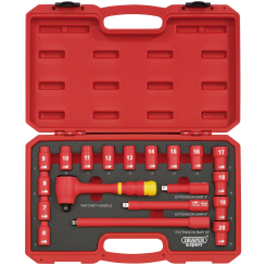 Draper Expert VDE Approved Fully Insulated Socket Set, 3/8" Sq. Dr. (19 Piece)