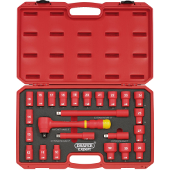 Draper Expert VDE Approved Fully Insulated Metric Socket Set, 1/2" Sq. Dr. (24 Piece)