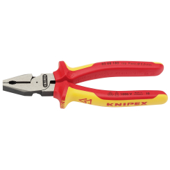 Knipex 02 08 180UKSBE VDE Fully Insulated High Leverage Combination Pliers, 180mm