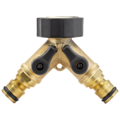 Draper Expert Brass Double Tap Connector with Flow Control, 3/4"