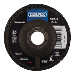 Draper Polycarbide Strip Disc, 115mm, 22.23mm, 180 Grit, Black