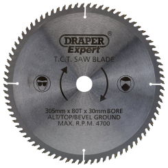 Draper Expert TCT Saw Blade, 305 x 30mm, 80T