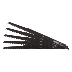 Draper Reciprocating Saw Blades for Pruning & Coarse Wood & Plastic Cutting, 300mm, 3tpi (Pack of 5)