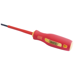 Draper Fully Insulated Plain Slot Screwdriver, 2.5 x 75mm (Sold Loose)