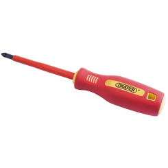 Draper Fully Insulated Soft Grip Cross Slot Screwdriver, No.2 x 100mm (Sold Loose)