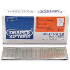 Draper Brad Nails, 35mm (Pack of 5000)