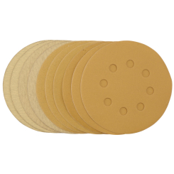 Draper Gold Sanding Discs with Hook & Loop, 125mm, Assorted Grit - 120G, 180G, 240G, 320G, 400G (Pack of 10) 