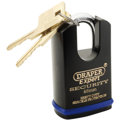 Draper Expert Heavy Duty Padlock and 2 Keys with Shrouded Shackle, 46mm