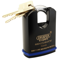 Draper Expert Heavy Duty Padlock and 2 Keys with Shrouded Shackle, 61mm