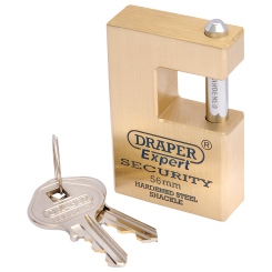 Draper Expert Draper Expert Close Shackle Solid Brass Padlock with Hardened Steel Shackle, 2 Keys, 56mm