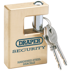 Draper Expert Draper Expert Close Shackle Solid Brass Padlock with Hardened Steel Shackle, 2 Keys, 63mm
