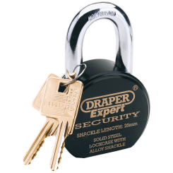 Draper Expert Heavy Duty Stainless Steel Padlock and 2 Keys, 63 x 25mm