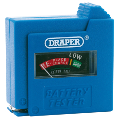 Draper 9V Multi-purpose Battery Tester, AAA, AA, AA, C, D, and Button Cell