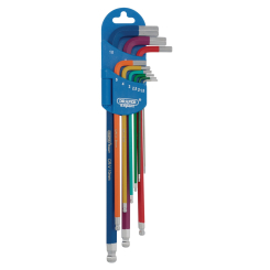 Draper Expert Metric Coloured Extra Long Hex. and Ball End Key Set (9 Piece)