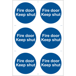Draper Fire Door Keep Shut' Mandatory Sign (Pack of 6)