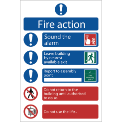 Draper Fire Action Procedure' Mandatory Sign, 200 x 300mm, Design 2
