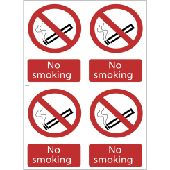 Draper No Smoking' Prohibition Sign (Pack of 4)
