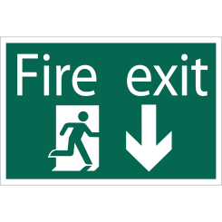 Draper Fire Exit Arrow Down' Safety Sign