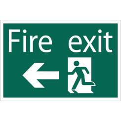 Draper Fire Exit Arrow Left' Safety Sign