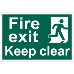 Draper Fire Exit Keep Clear' Safety Sign, 300 x 200mm, Design 1