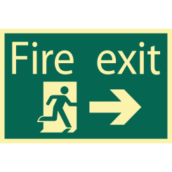 Draper Glow In The Dark 'Fire Exit Arrow Right' Safety Sign