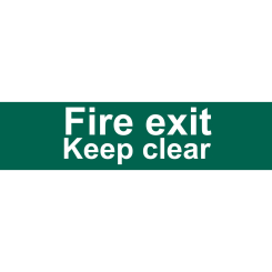 Draper Fire Exit Keep Clear' Safety Sign, 200 x 50mm