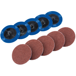 Draper Aluminium Oxide Sanding Discs, 50mm, 80 Grit (Pack of 10)