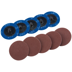 Draper Aluminium Oxide Sanding Discs, 50mm, 240 Grit (Pack of 10)